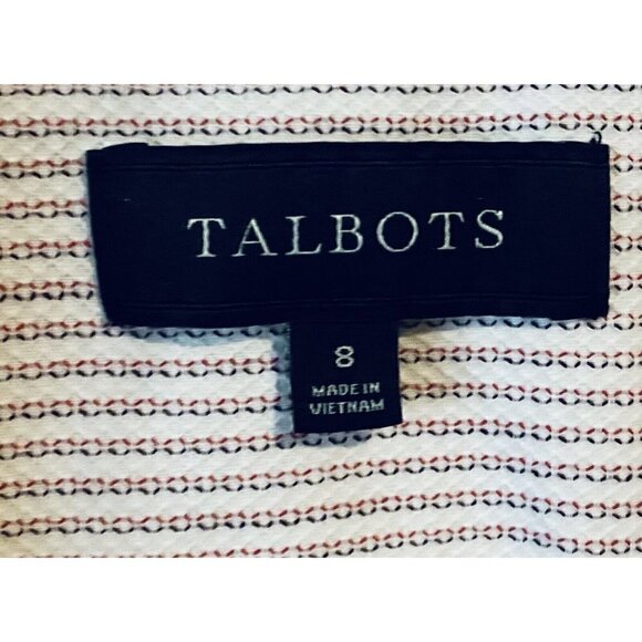 Talbots Blazer Womens 8 Horizontal Striped Two Button Pockets Cotton Stretch - Picture 4 of 5